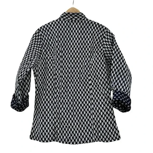 Indigo Block Print Kantha Quilted Jacket - Picture 7 of 8